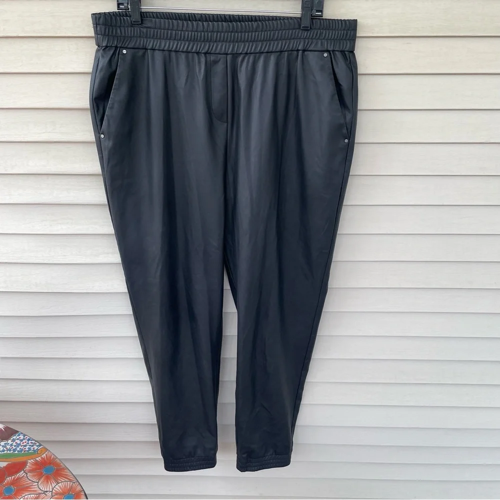 Kenneth Cole Pull On Faux Leather Jogger Pants Size L - Picture 2 of 8